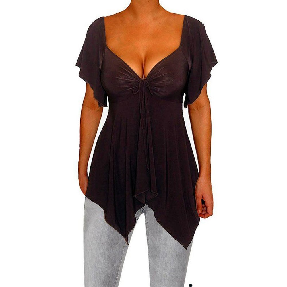 Funfash Women Black A Line V Neck Slimming Top USA